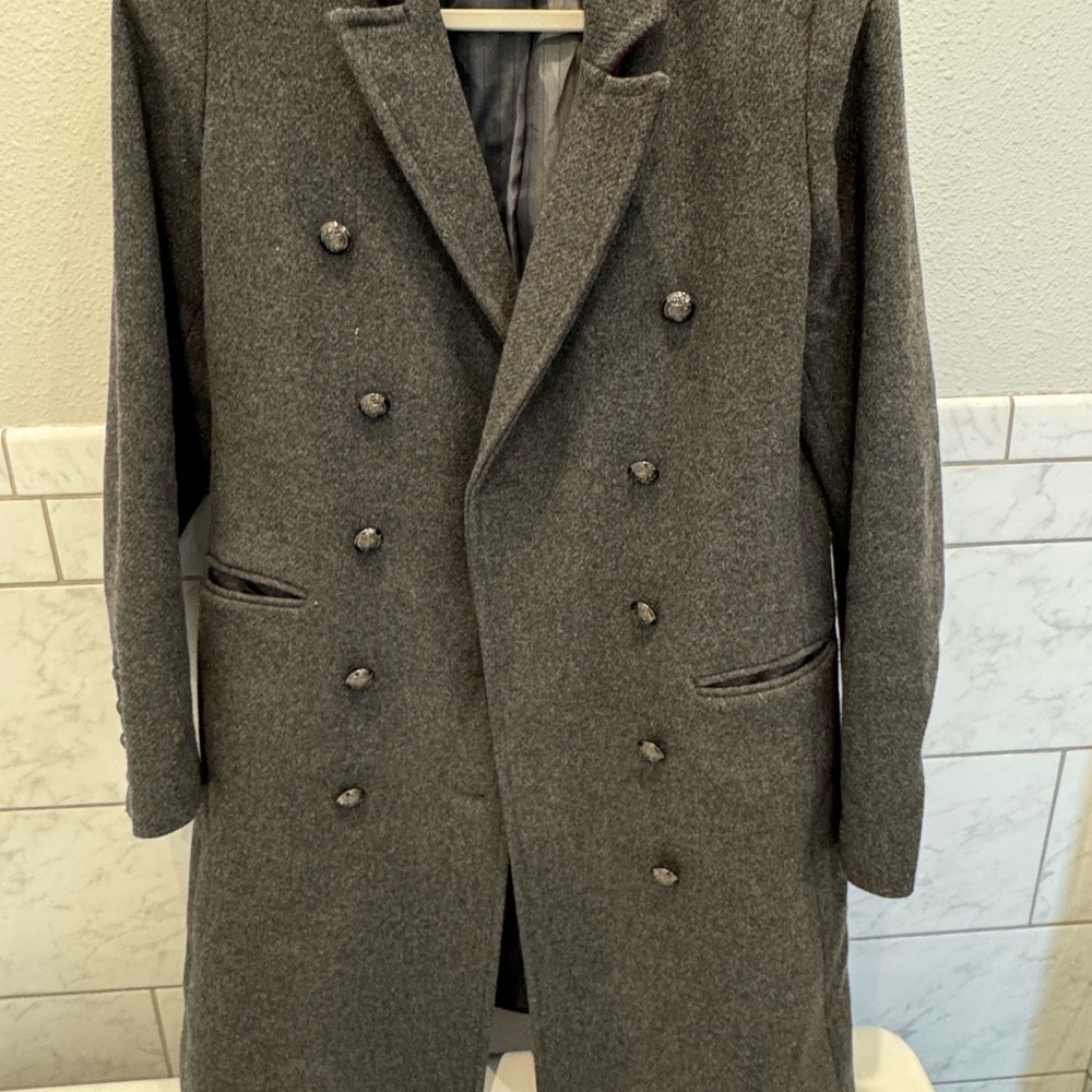 Banana Republic Charcoal Double-Breasted Trench Coat